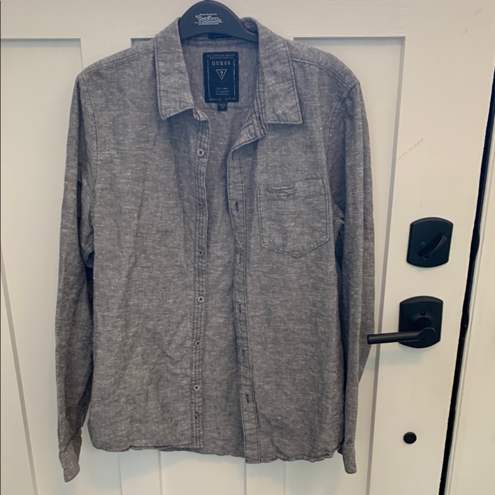 Guess Gray Button-Up Shirt
